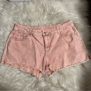 Pink Stone Wash Jean Shorts